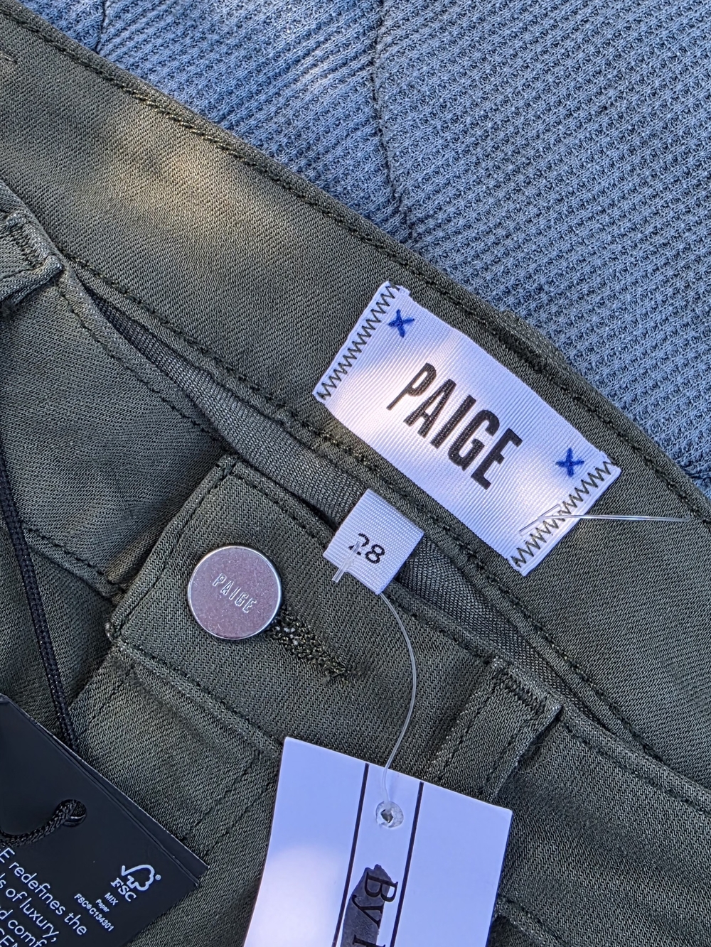 PAIGE Olive Green Stretch Pants